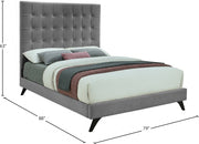 Elly Velvet King Bed Grey - Gate FurnitureKing Bed