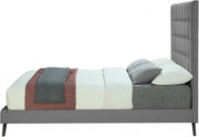Elly Velvet King Bed Grey - Gate FurnitureKing Bed