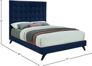 Elly Velvet Queen Bed Blue - Gate FurnitureQueen Bed