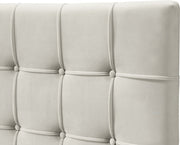 Elly Velvet Queen Bed Cream - Gate FurnitureQueen Bed