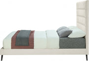 Elly Velvet Queen Bed Cream - Gate FurnitureQueen Bed