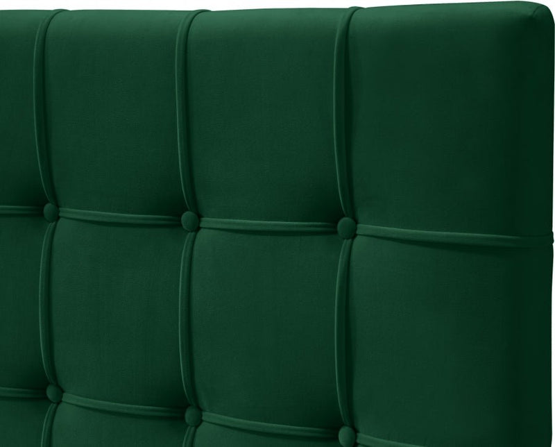 Elly Velvet Queen Bed Green - Gate FurnitureQueen Bed