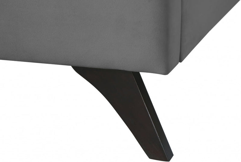 Elly Velvet Queen Bed Grey - Gate FurnitureQueen Bed