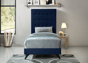 Elly Velvet Twin Bed Blue - Gate FurnitureTwin Bed