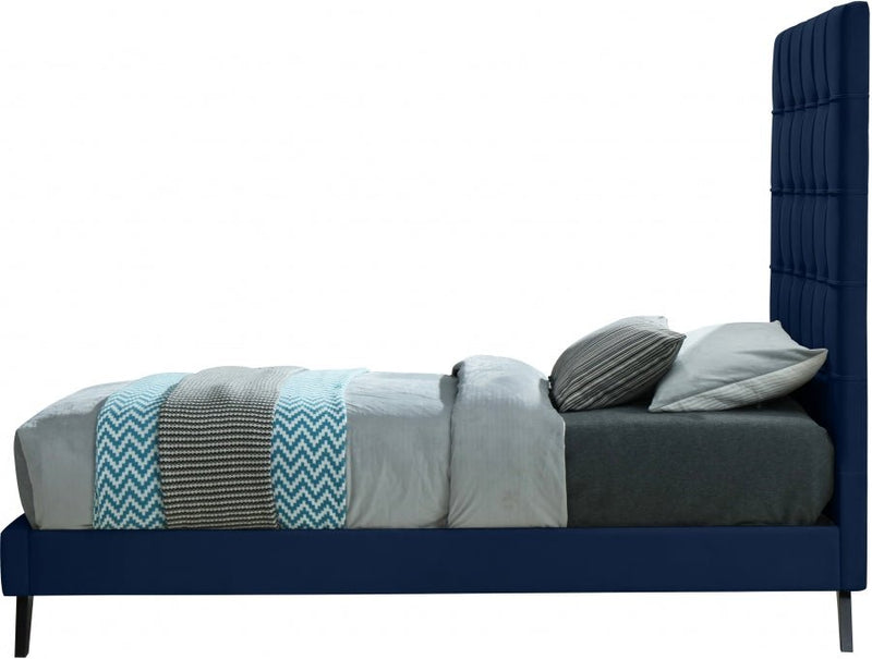 Elly Velvet Twin Bed Blue - Gate FurnitureTwin Bed