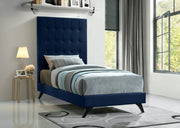 Elly Velvet Twin Bed Blue - Gate FurnitureTwin Bed