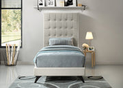 Elly Velvet Twin Bed Cream - Gate FurnitureTwin Bed
