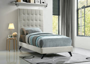 Elly Velvet Twin Bed Cream - Gate FurnitureTwin Bed