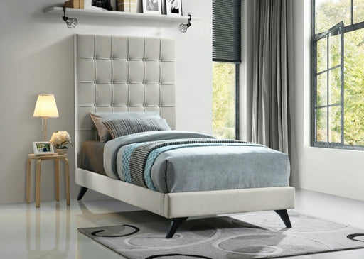 Elly Velvet Twin Bed Cream - Gate FurnitureTwin Bed