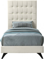 Elly Velvet Twin Bed Cream - Gate FurnitureTwin Bed