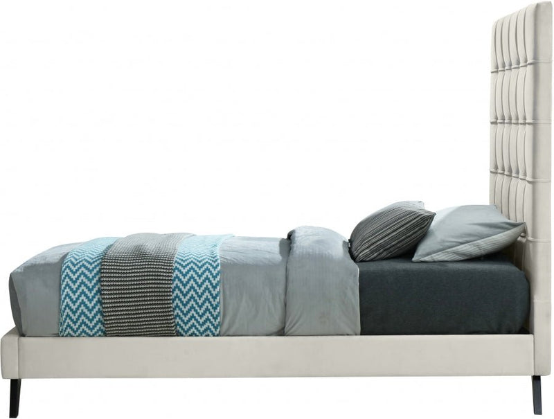 Elly Velvet Twin Bed Cream - Gate FurnitureTwin Bed