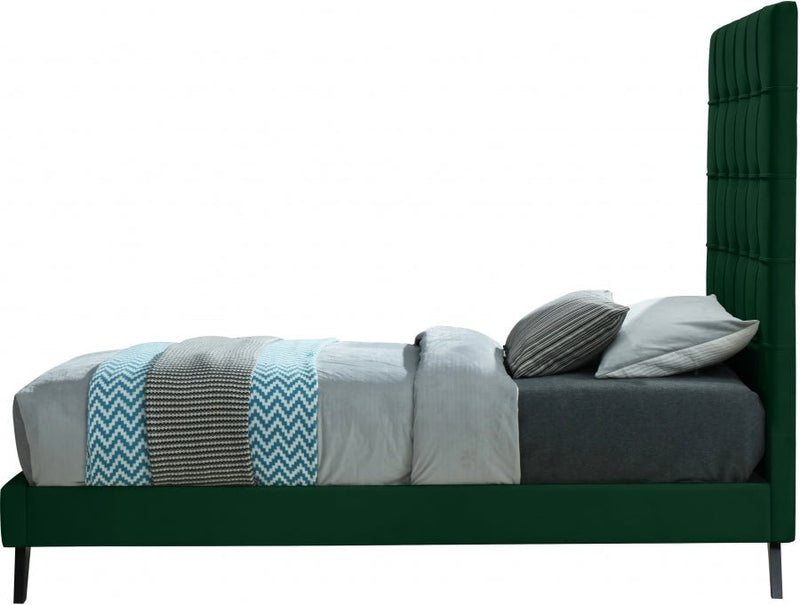 Elly Velvet Twin Bed Green - Gate FurnitureTwin Bed