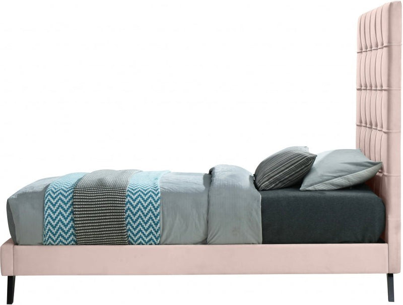 Elly Velvet Twin Bed Pink - Gate FurnitureTwin Bed