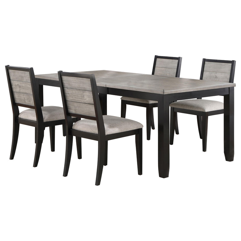 Elodie 5-piece Rectangular Extension Leaf Dining Set Black - 121221-S5