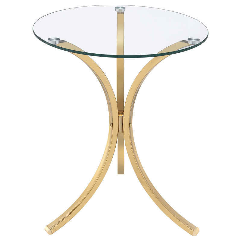 Eloise Round Glass Top Curved Metal Side Table Gold - 902869GLD
