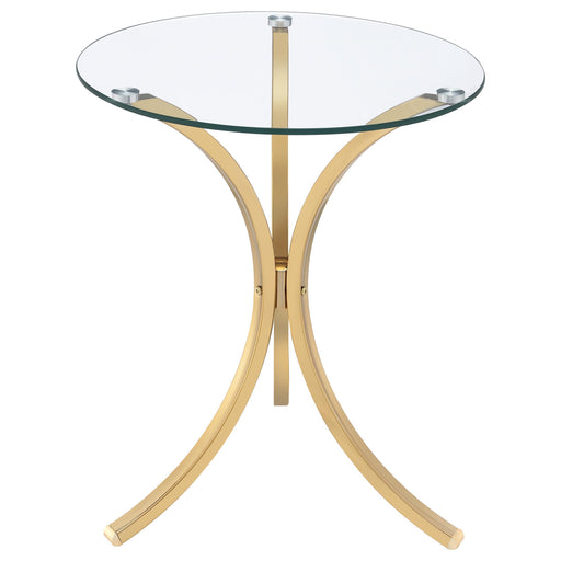 Eloise Round Glass Top Curved Metal Side Table Gold - 902869GLD