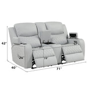 Elonzo Power Motion Loveseat w/Console, LED, Power Headrest & Speaker - LV05901