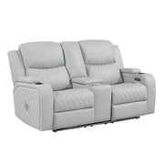 Elonzo Power Motion Loveseat w/Console, LED, Power Headrest & Speaker - LV05901