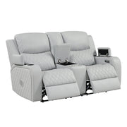 Elonzo Power Motion Loveseat w/Console, LED, Power Headrest & Speaker - LV05901