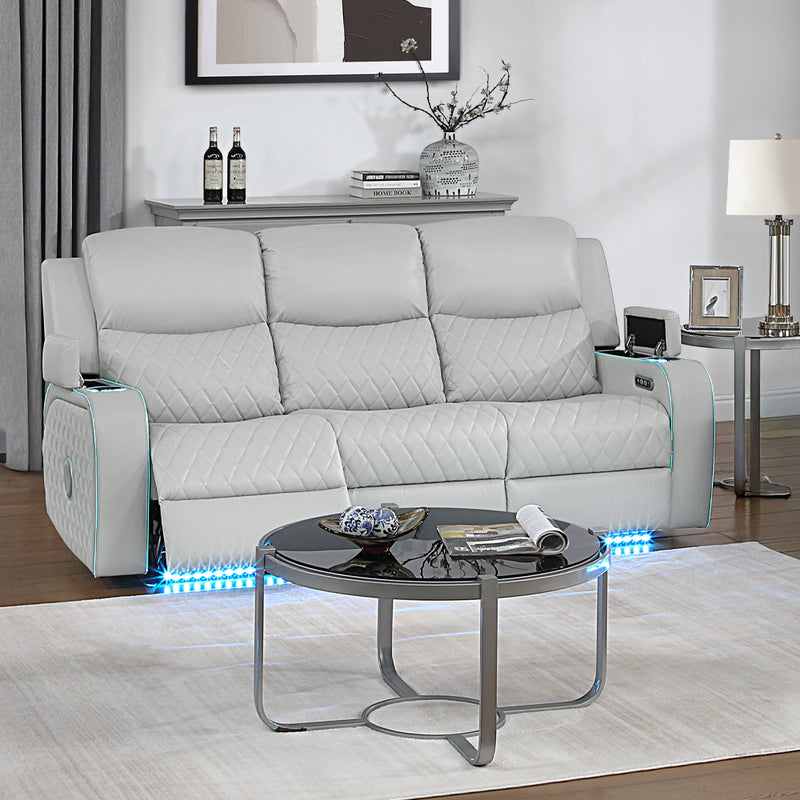 Elonzo Power Motion Sofa w/LED, Power Headrest & Speaker - LV05900
