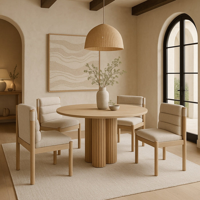 Eloura Linen Textured Fabric Upholstered Dining Chair in Beige, Set of 2 - 88058Beige-C