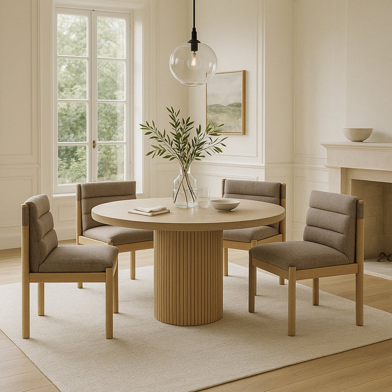 Eloura Linen Textured Fabric Upholstered Dining Chair in Brown, Set of 2 - 88058Brown-C