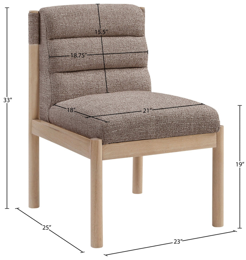 Eloura Linen Textured Fabric Upholstered Dining Chair in Brown, Set of 2 - 88058Brown-C