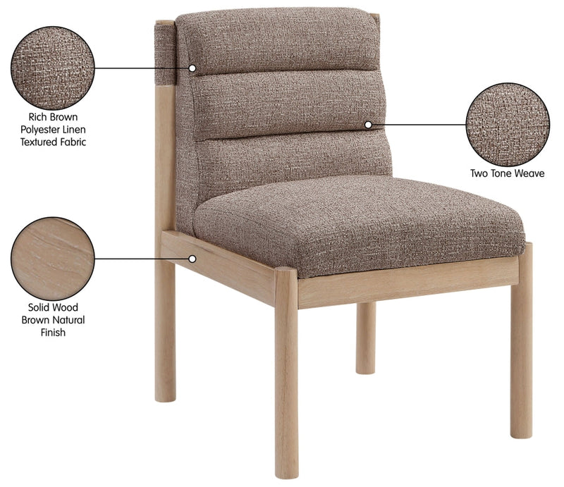 Eloura Linen Textured Fabric Upholstered Dining Chair in Brown, Set of 2 - 88058Brown-C