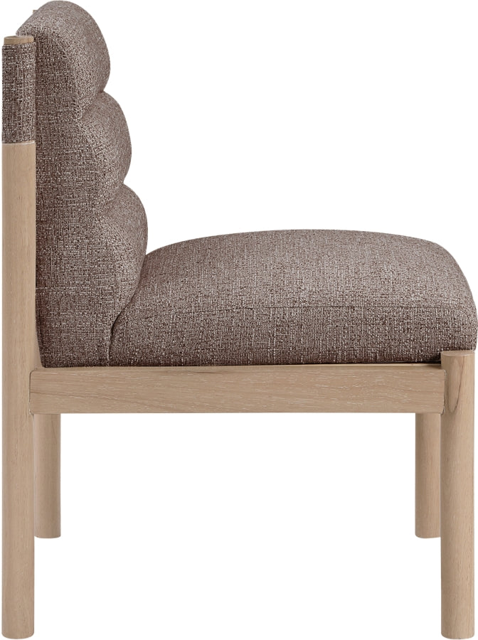 Eloura Linen Textured Fabric Upholstered Dining Chair in Brown, Set of 2 - 88058Brown-C