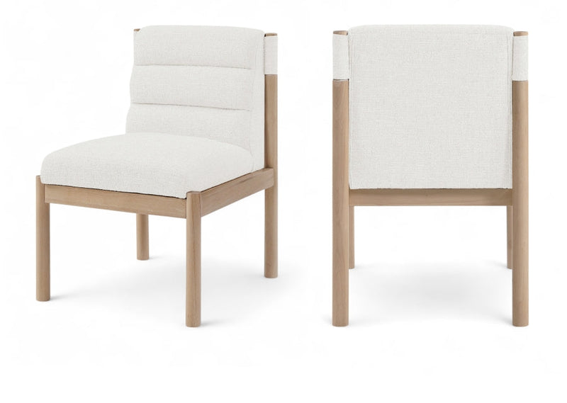 Eloura Linen Textured Fabric Upholstered Dining Chair in Cream, Set of 2 - 88058Cream-C