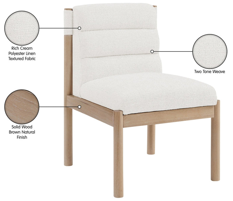Eloura Linen Textured Fabric Upholstered Dining Chair in Cream, Set of 2 - 88058Cream-C