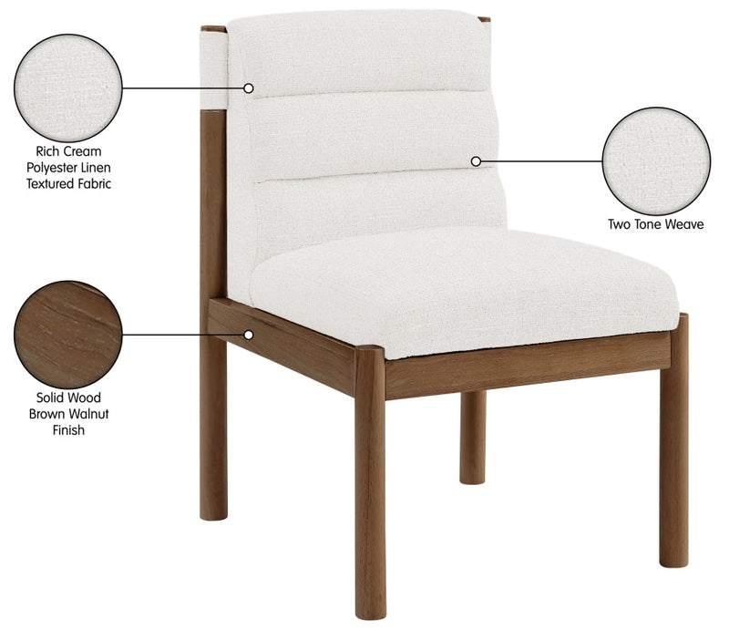 Eloura Linen Textured Fabric Upholstered Dining Chair in Cream, Set of 2 - 88059Cream-C