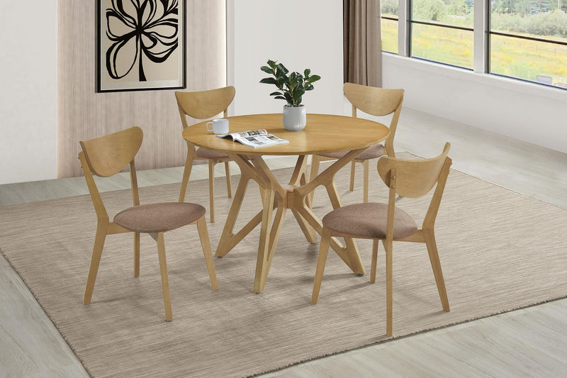 Elowen 5-piece Round Solid Wood Dining Set Light Walnut - 108440-S5