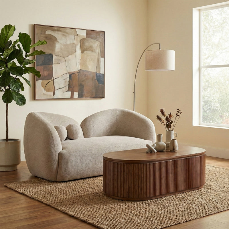 Elowen 68" Fabric Upholstered Loveseat in Beige - 107Beige-L