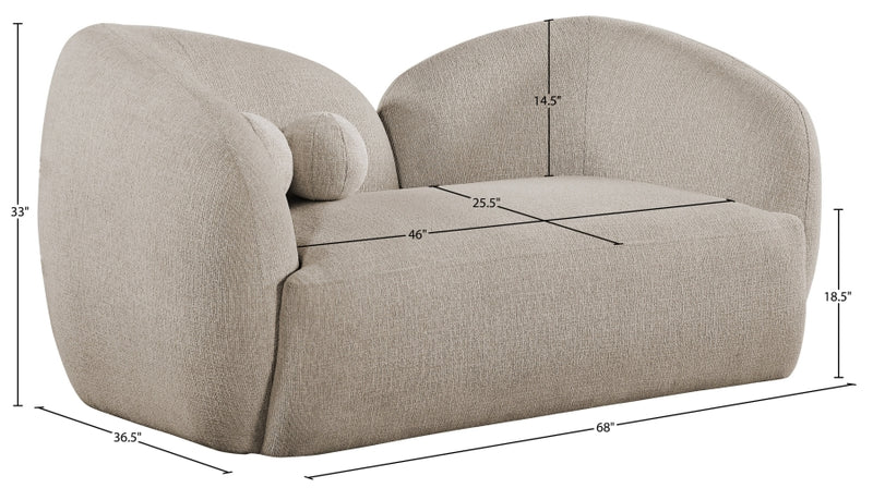 Elowen 68" Fabric Upholstered Loveseat in Beige - 107Beige-L