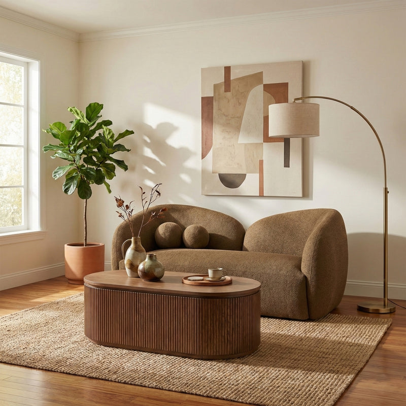 Elowen 68" Fabric Upholstered Loveseat in Brown - 107Brown-L