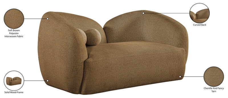 Elowen 68" Fabric Upholstered Loveseat in Brown - 107Brown-L