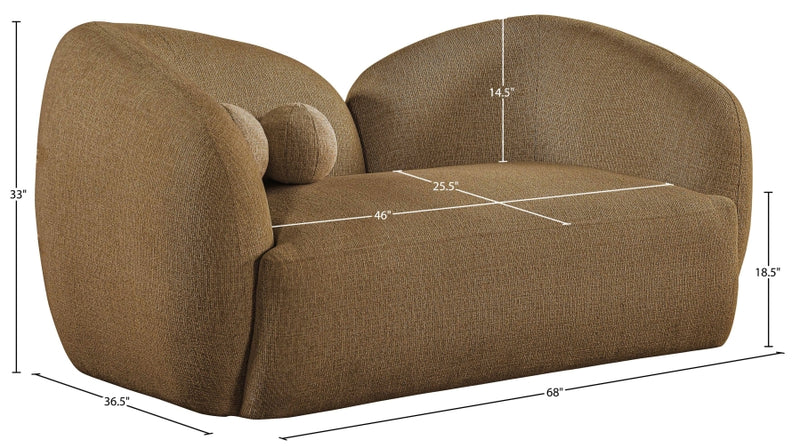 Elowen 68" Fabric Upholstered Loveseat in Brown - 107Brown-L