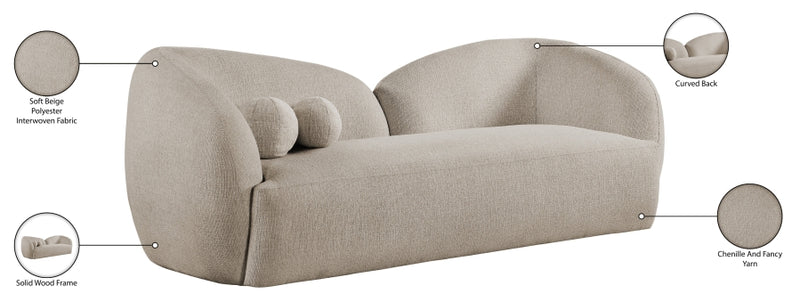 Elowen 91" Fabric Upholstered Sofa in Beige - 107Beige-S