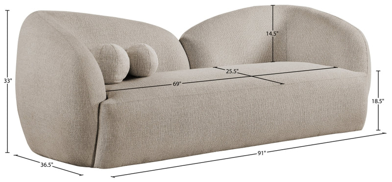 Elowen 91" Fabric Upholstered Sofa in Beige - 107Beige-S