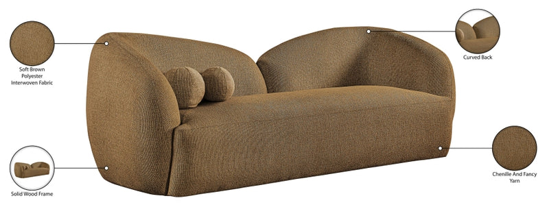 Elowen 91" Fabric Upholstered Sofa in Brown - 107Brown-S