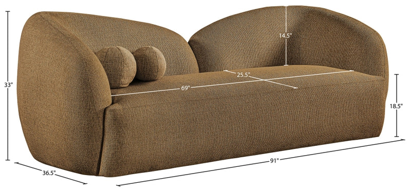 Elowen 91" Fabric Upholstered Sofa in Brown - 107Brown-S