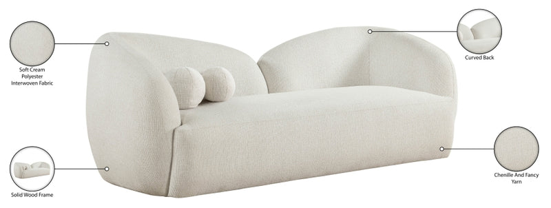 Elowen 91" Fabric Upholstered Sofa in Cream - 107Cream-S