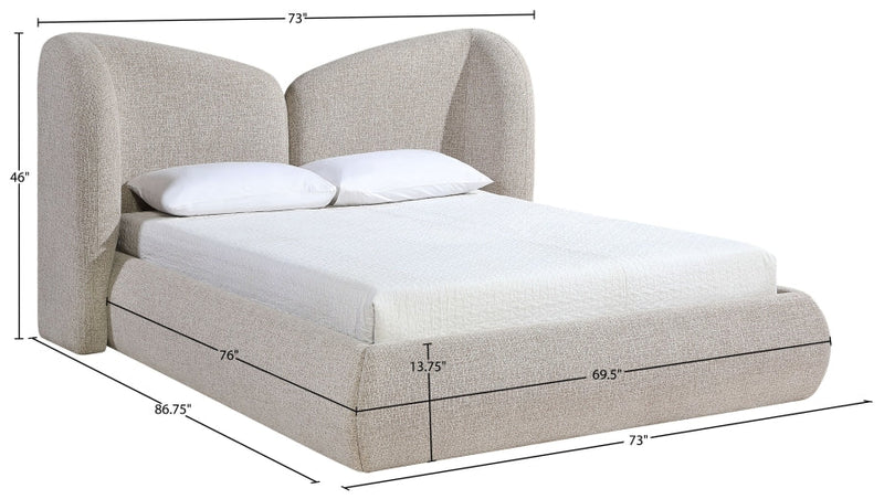 Elowen Chenille Fabric Upholstered Full Bed in Beige - ElowenBeige-F