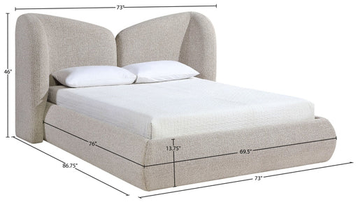 Elowen Chenille Fabric Upholstered Full Bed in Beige - ElowenBeige-F
