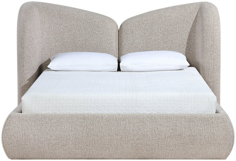 Elowen Chenille Fabric Upholstered Full Bed in Beige - ElowenBeige-F