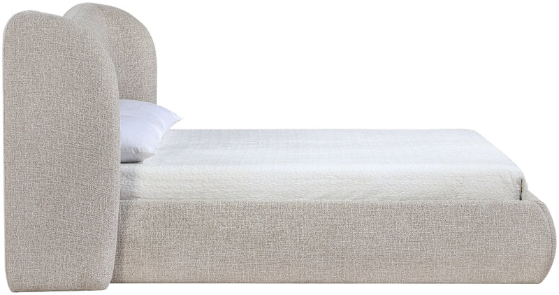 Elowen Chenille Fabric Upholstered Full Bed in Beige - ElowenBeige-F