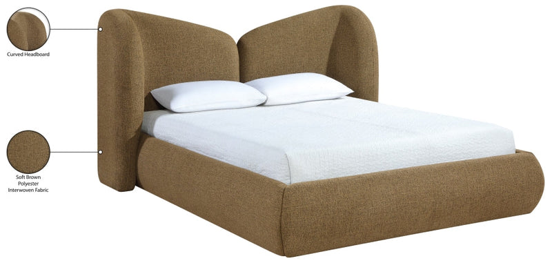 Elowen Chenille Fabric Upholstered Full Bed in Brown - ElowenBrown-F