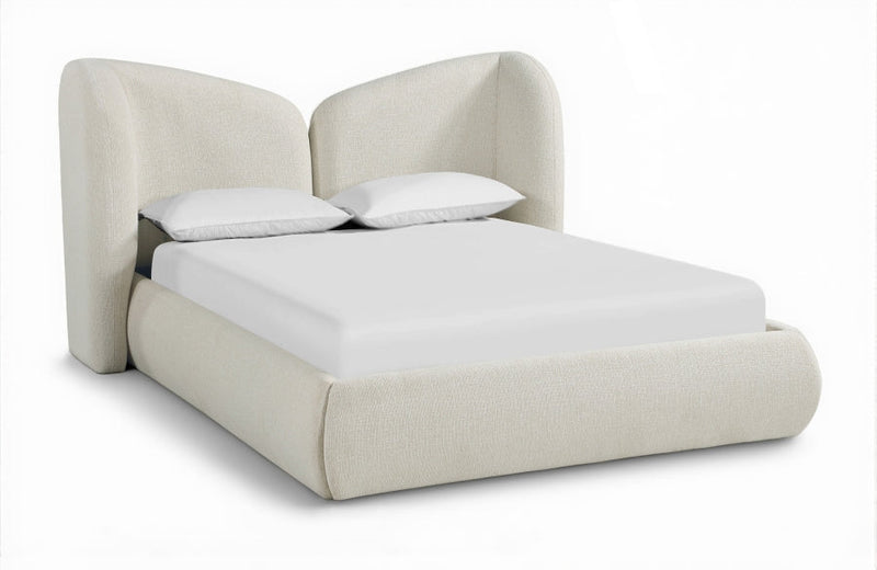 Elowen Chenille Fabric Upholstered Full Bed in Cream - ElowenCream-F