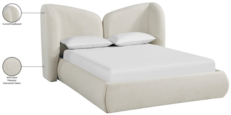 Elowen Chenille Fabric Upholstered Full Bed in Cream - ElowenCream-F